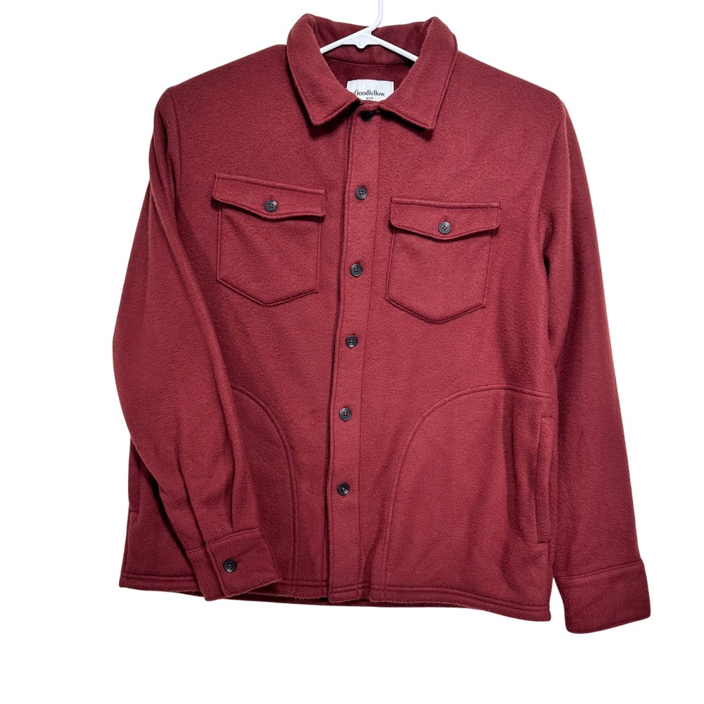 Goodfellow & Co Mens Maroon Fleece Shacket Button Up Jacket  Medium NEW - Picture 2 of 8